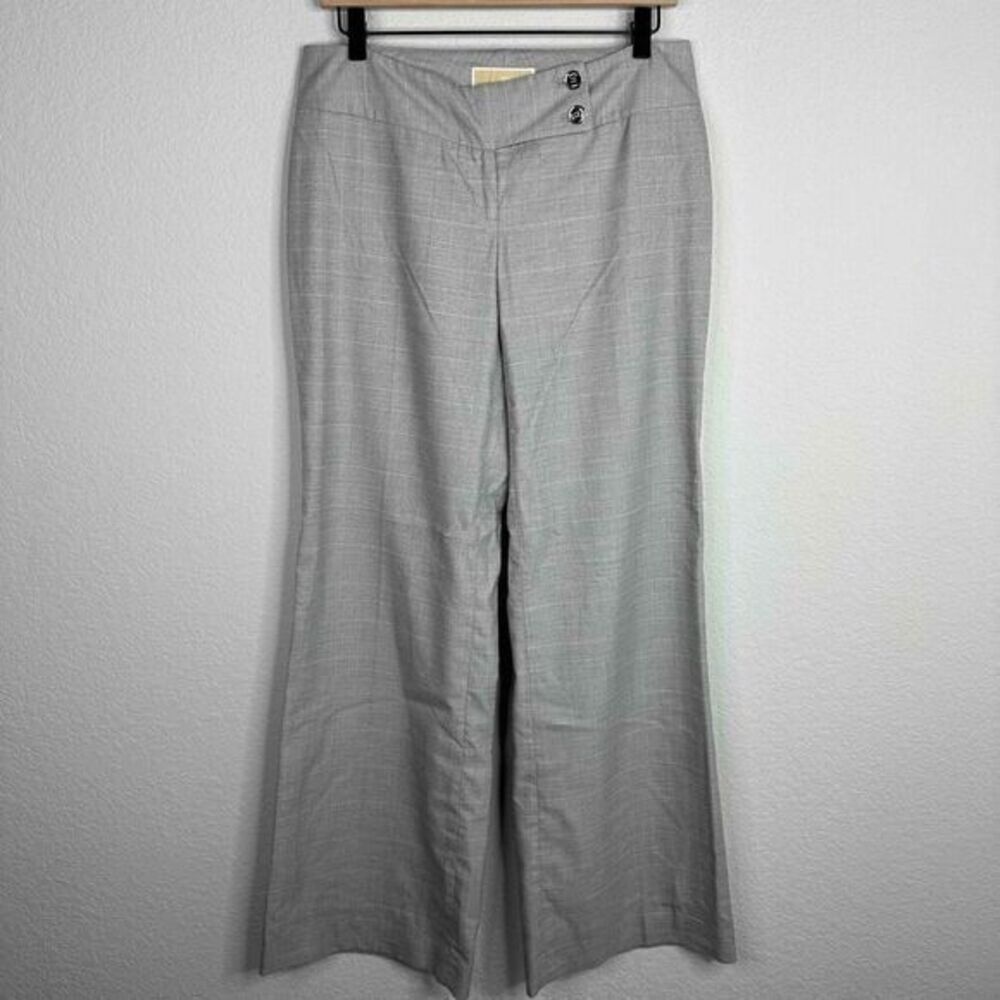 Michael Kors Pants Women 4 Grey Plaid High Waist Wide Leg Career Workwear Preppy